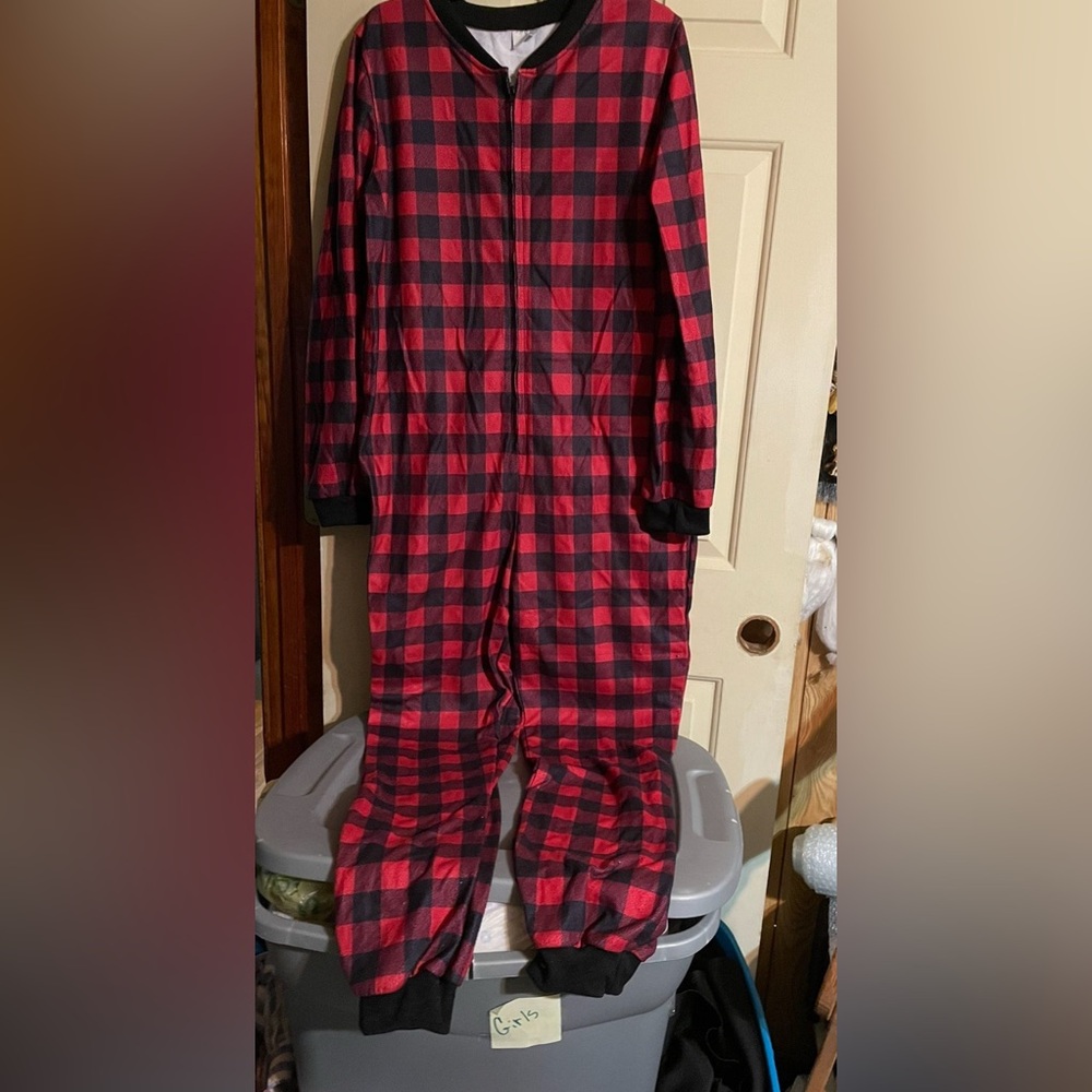 Red and Black Plaid Onesie Pajamas